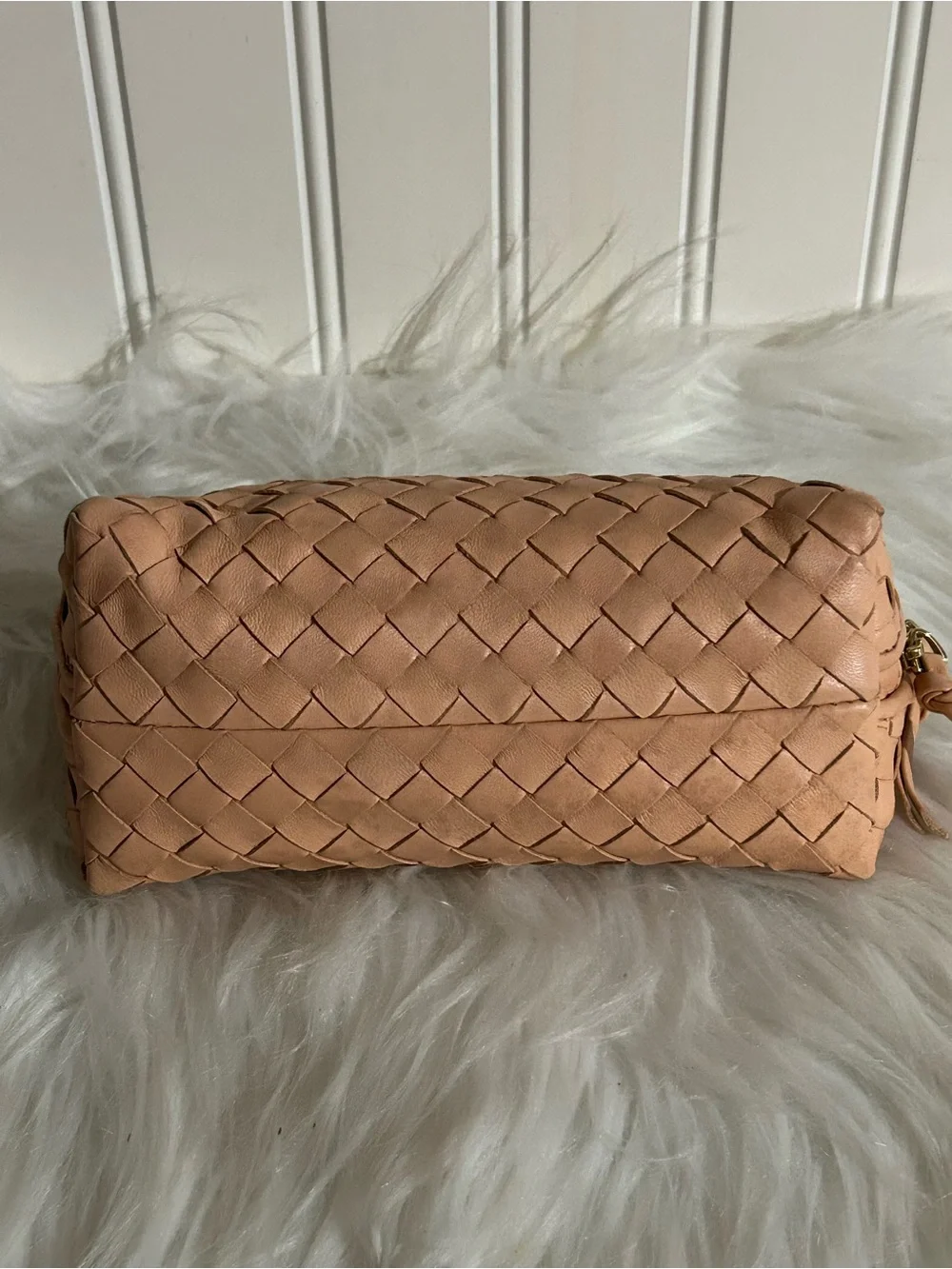Bottega Veneta Woven Leather Cosmetic Pouch - Camel